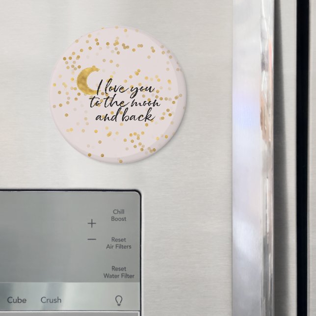 Cream Gold I love you to the moon confetti Magnet (In Situ (Fridge))