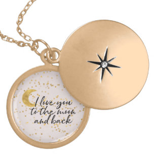 Cream Gold I love you to the moon confetti Plated Necklace