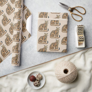 Cream Gold Leopard Animal Birthday Wrapping Paper