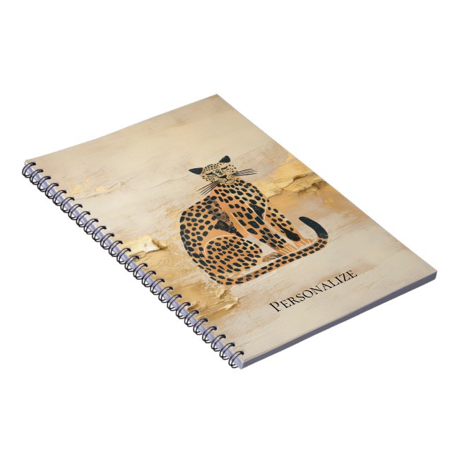 Cream Gold Leopard Animal  Notebook (Right Side)