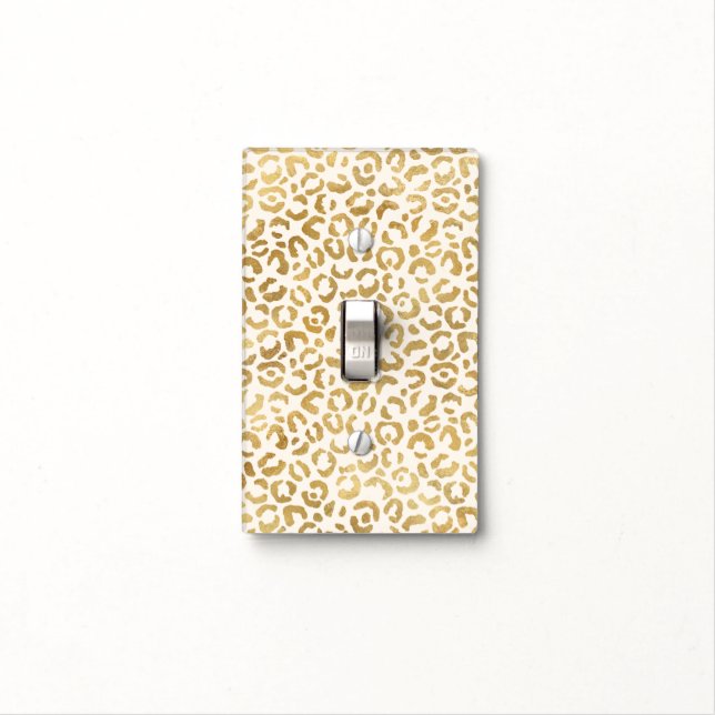  Cream Gold Leopard Print      Light Switch Cover (In Situ)