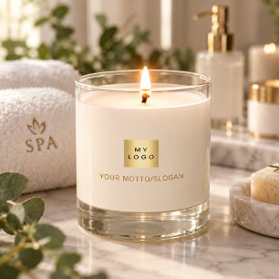 Cream gold minimalist luxury motto business logo scented candle