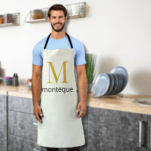 Cream Gold Monogram Personalized Name Luxury Gift  Apron