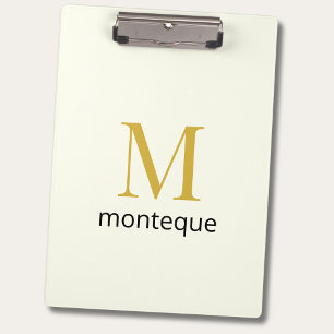 Cream Gold Monogram Personalized Name Luxury Gift  Clipboard