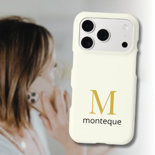 Cream Gold Monogram Personalized Name Luxury Gift  iPhone 17 Pro Case
