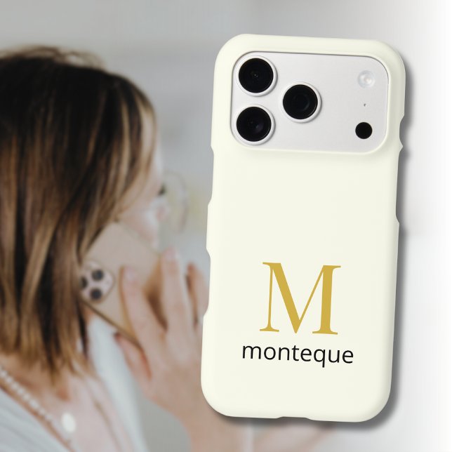 Cream Gold Monogram Personalized Name Luxury Gift  iPhone Case (Creator Uploaded)