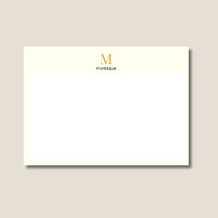 Cream Gold Monogram Personalized Name Luxury Gift  Note Card