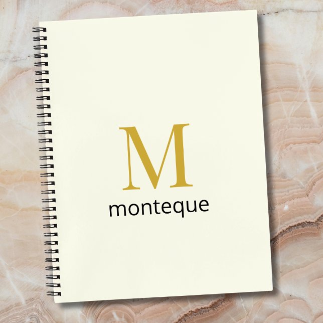 Cream Gold Monogram Personalized Name Luxury Gift  Notebook (Creator Uploaded)