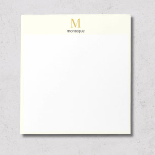 Cream Gold Monogram Personalized Name Luxury Gift Notepad