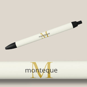 Cream Gold Monogram Personalized Name Luxury Gift Pen