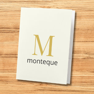 Cream Gold Monogram Personalized Name Luxury Gift  Pocket Folder