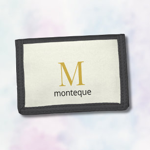 Cream Gold Monogram Personalized Name Luxury Gift  Trifold Wallet