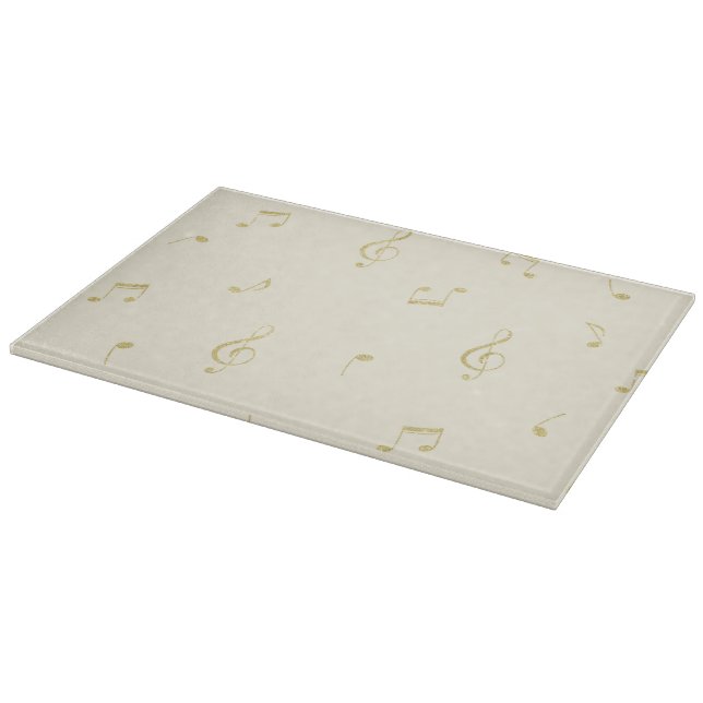 Cream Gold Music Notes   Cutting Board (Corner)