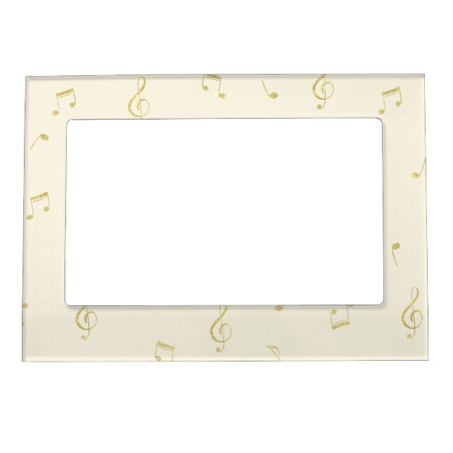 Cream Gold Music Notes   Magnetic Frame (Front)