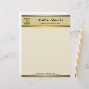 Cream Gold Plate Accounting Business Letterhead