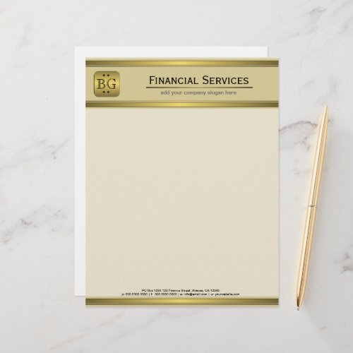 Cream Gold Plate Accounting Business Letterhead