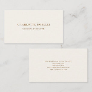 Cream Gold Serif Font Professional Matte Two Sided Business Card