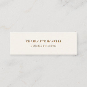 Cream Gold Serif Font Professional Matte Two Sided Mini Business Card