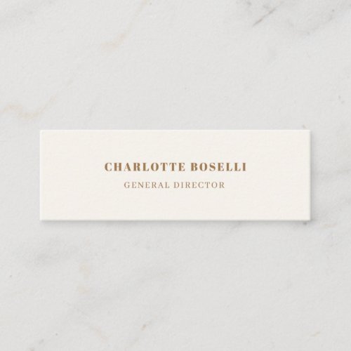 Cream Gold Serif Font Professional Matte Two Sided Mini Business Card