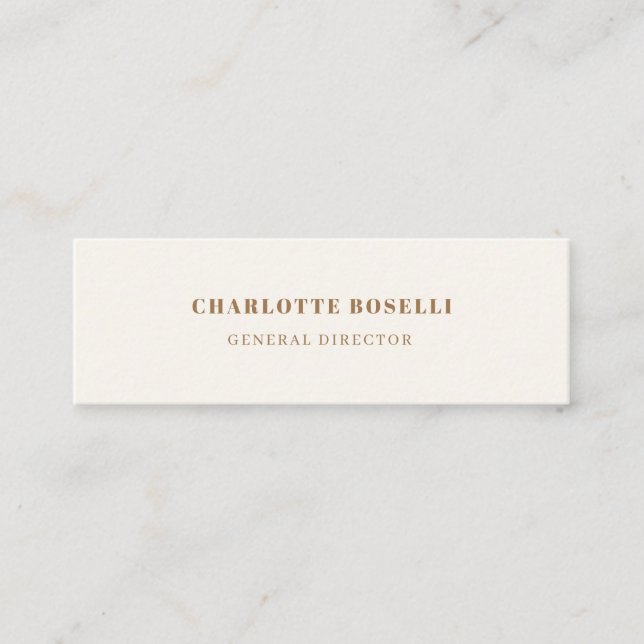 Cream Gold Serif Font Professional Matte Two Sided Mini Business Card (Front)
