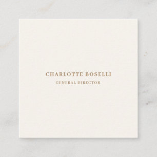 Cream Gold Serif Font Professional Matte Two Sided Square Business Card