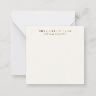 Cream Gold Serif Font Professional Name Position Note Card
