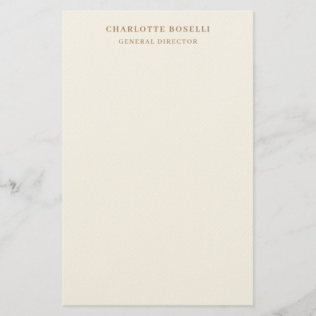 Cream Gold Serif Font Professional Name Position Stationery (Front)
