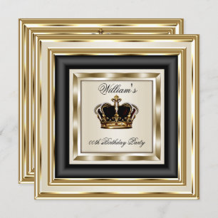 Cream Gold Silver Birthday Prince King Queen 2 Invitation