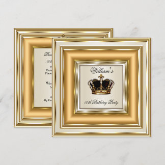 Cream Gold Silver Birthday Prince King Queen Invitation