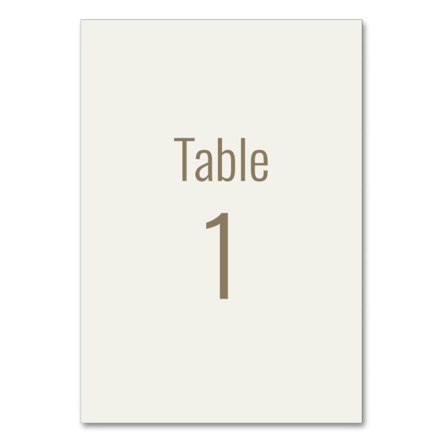 Cream Gold Text Wedding Table Number (Front)