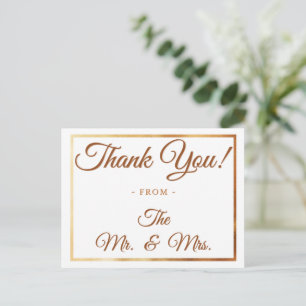 Cream & Gold Thank You Wedding Anniversary Thanks Postcard