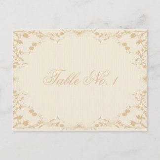 Cream Gold Vintage Pinstripe Floral Table Number