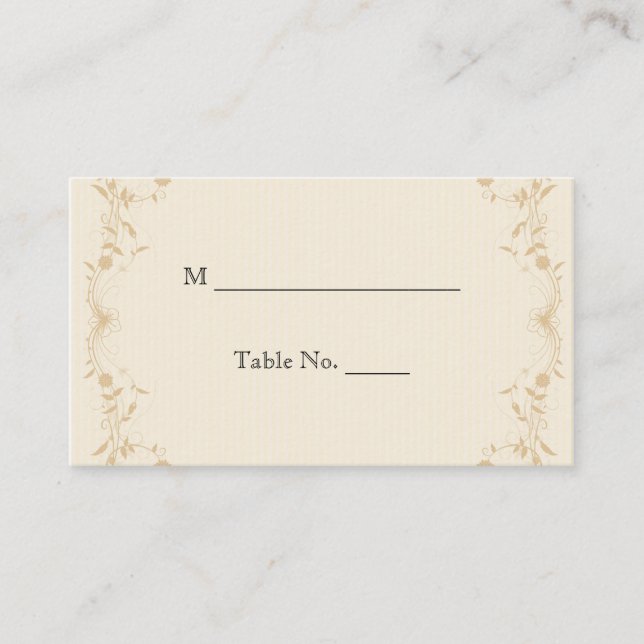 Cream Gold Vintage Pinstripe Wedding Place Cards (Front)