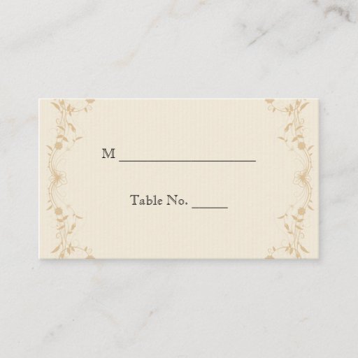 Customizable Cream Gold Vintage Pinstripe Wedding Place Cards Business Card
