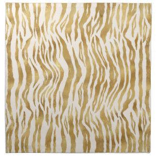  Cream Gold Zebra Print     Cloth Napkin