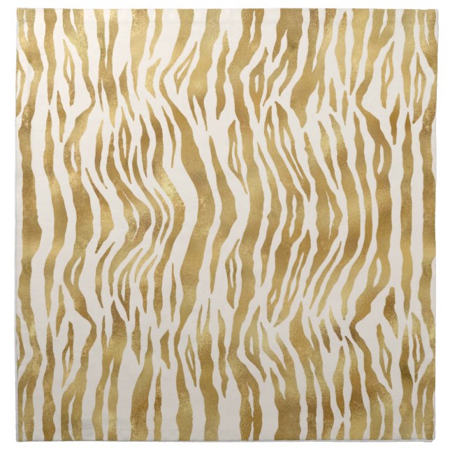  Cream Gold Zebra Print     Cloth Napkin (Front)