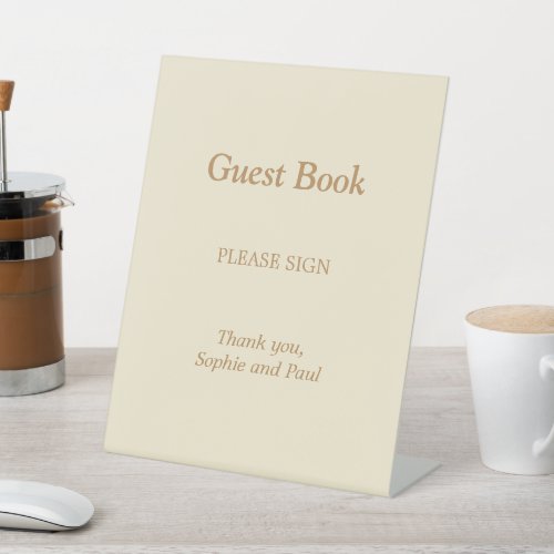 Cream Golden Beige Guest Book Pedestal Sign