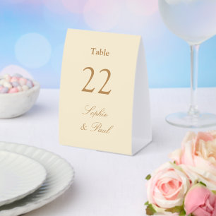 Cream Golden Beige Wedding Table Number Paper Table Tent