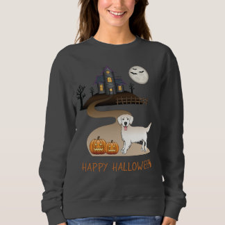 Cream Golden Retriever And Halloween Haunted House Sweatshirt