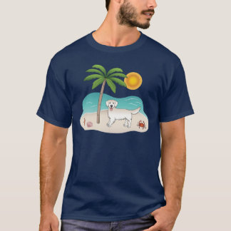 Cream Golden Retriever At A Tropical Summer Beach T-Shirt