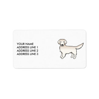 Cream Golden Retriever Cartoon Dog &amp; Custom Text Label