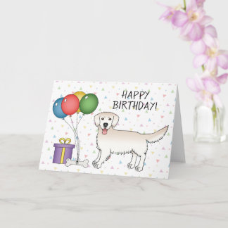 Cream Golden Retriever Cartoon Dog Happy Birthday Card