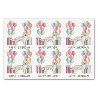 Cream Golden Retriever Colorful Happy Birthday Tissue Paper