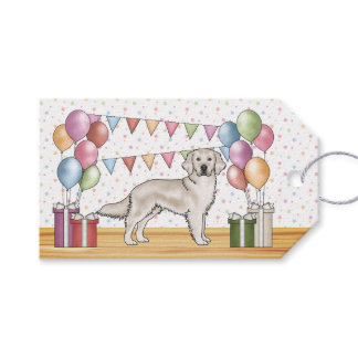 Cream Golden Retriever Colorful Pastel Birthday Gift Tags