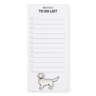 Cream Golden Retriever Cute Cartoon Dog To Do List Magnetic Notepad