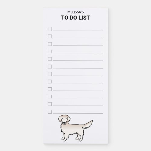 Cream Golden Retriever Cute Cartoon Dog To Do List Magnetic Notepad