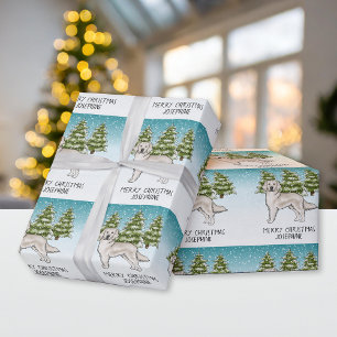 Cream Golden Retriever Dog Christmas Custom Text Wrapping Paper