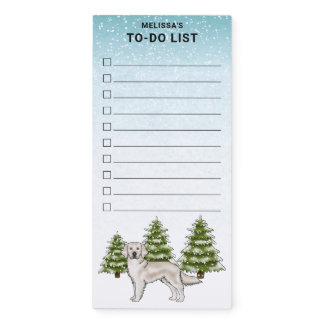 Cream Golden Retriever Dog Christmas To-Do List Magnetic Notepad