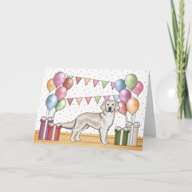 Cream Golden Retriever Dog Colorful Birthday Card (Front)
