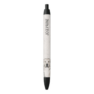 Cream Golden Retriever Dog Head Custom Name Black Ink Pen